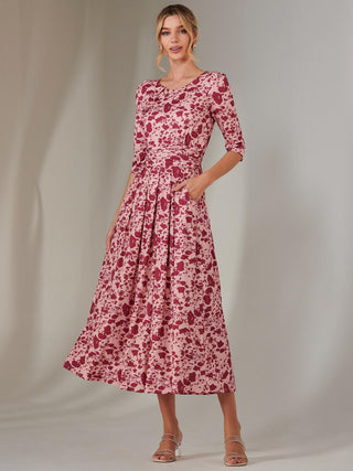 Goldie 3/4 Sleeve Jersey Maxi Dress, Pink Floral