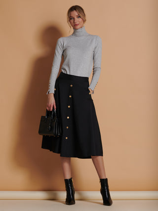 A-Line Midi Skirt, Black