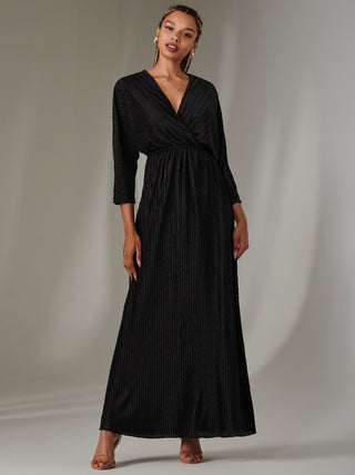 Ruffle Hem Chiffon Midi Dress, Black