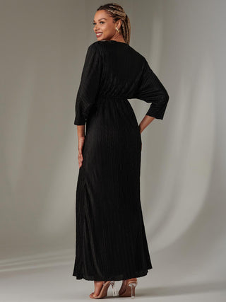 Ruffle Hem Chiffon Midi Dress, Black