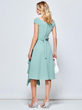 Skylar Off Shoulder Ruffle Hem Dress, Mint Green