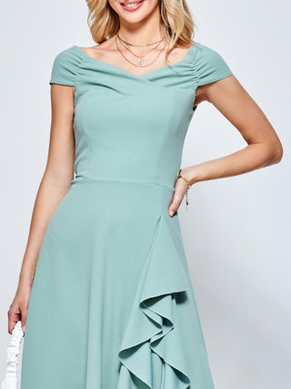 Skylar Off Shoulder Ruffle Hem Dress, Mint Green