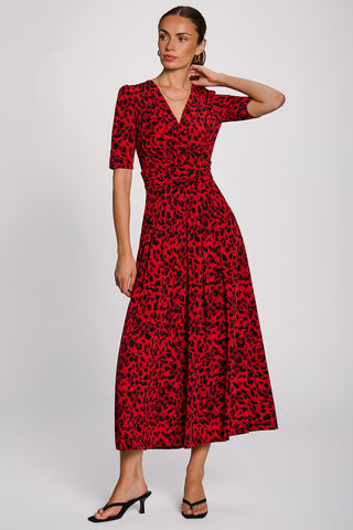 Printed Jersey Maxi Dress, Red Animal