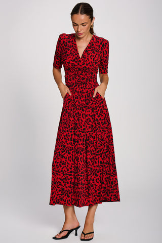 Printed Jersey Maxi Dress, Red Animal