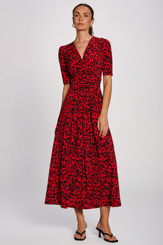Printed Jersey Maxi Dress, Red Animal