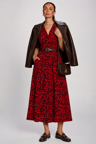 Printed Jersey Maxi Dress, Red Animal
