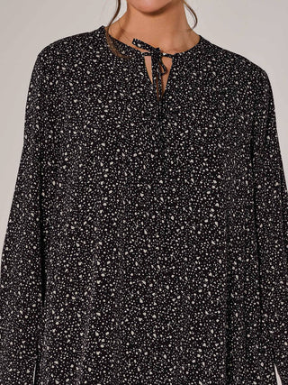 Long Sleeve Shirt Dress, Black Spot