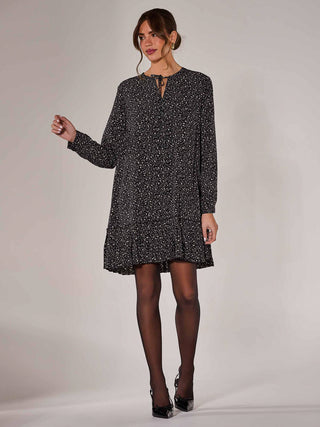 Long Sleeve Shirt Dress, Black Spot