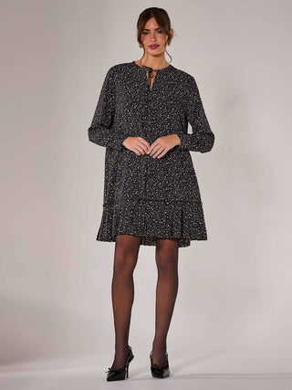 Long Sleeve Shirt Dress, Black Spot