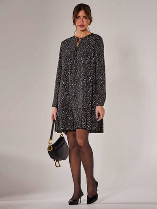 Long Sleeve Shirt Dress, Black Spot