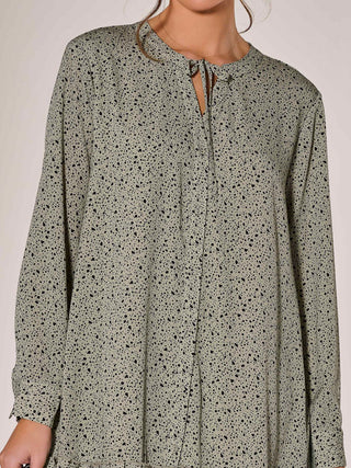 Long Sleeve Shirt Dress, Khaki Spot