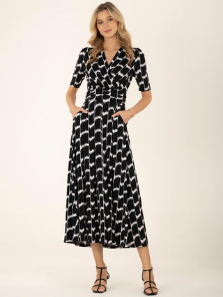 Akayla Printed Jersey Maxi Dress, Black Geo