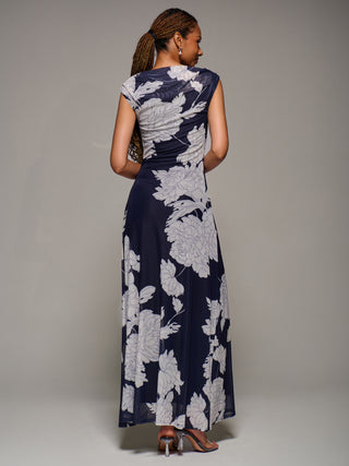 Multiway Neckline Mesh Maxi Dress, Navy Floral