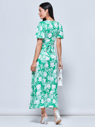 Twist Front Jersey Maxi Dress, Green Floral