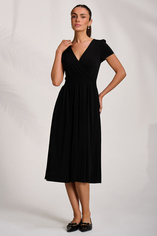 Cap Sleeve Printed Jersey Midaxi Dress, Black