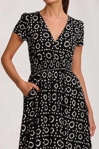 Cap Sleeve Printed Jersey Midaxi Dress