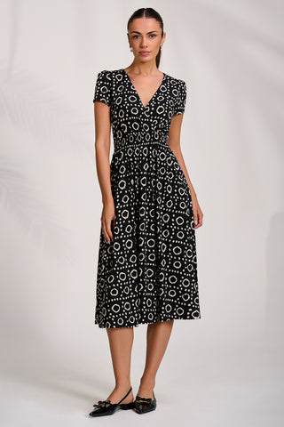 Cap Sleeve Printed Jersey Midaxi Dress