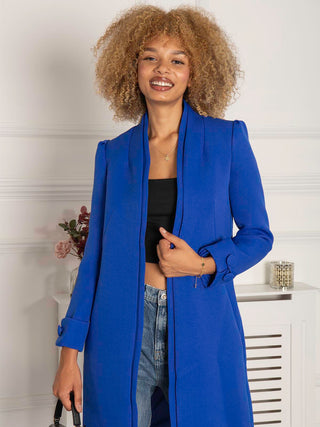 Open Neckline Coat, Royal Blue
