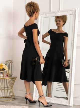 Desiree Frill Fit & Flare Dress, Black