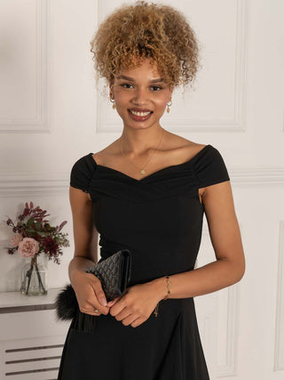Desiree Frill Fit & Flare Dress, Black
