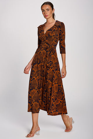 Wrap Front Jersey Maxi Dress, Navy Floral
