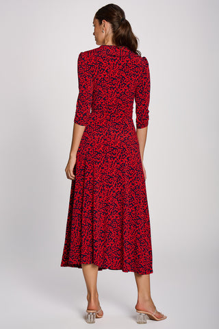 Wrap Front Jersey Maxi Dress, Red Abstract