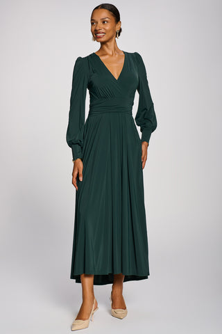 Long Sleeve Soft Jersey Maxi Dress, Green