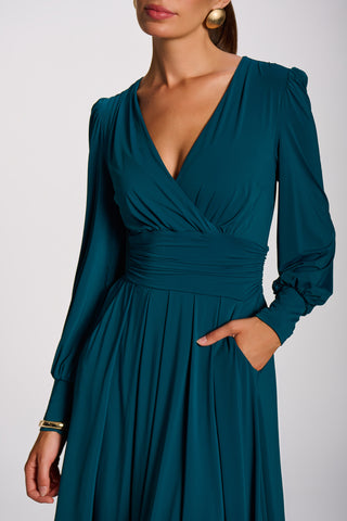 Long Sleeve Soft Jersey Maxi Dress, Teal