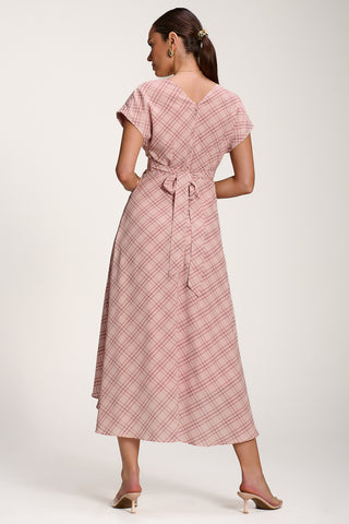 Check Print Maxi Dress, Pink Check