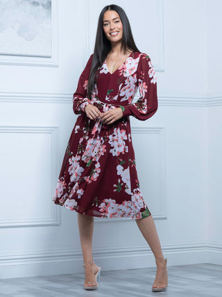 Gabriel Twist Waist Midi Dress, Floral Multi