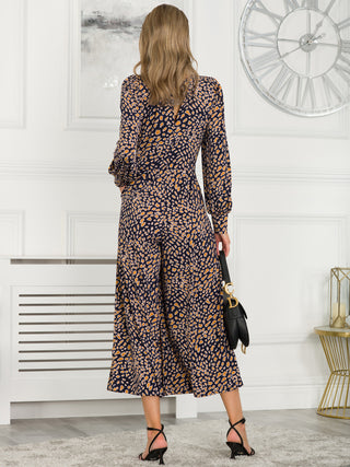 Kylie Long Sleeve Jumpsuit, Navy Animal
