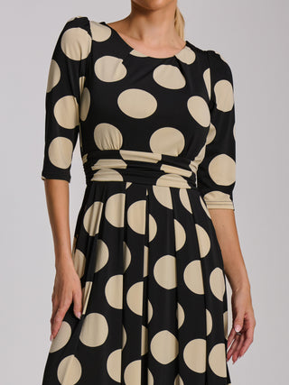 Three Quarter Sleeve Jersey Maxi Dress, Black Spot