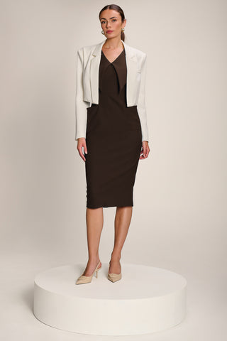 Statement Collar Hourglass Midi Dress, Chocolate Brown
