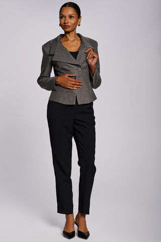 Structured Asymmetrical Tailored Blazer, Grey