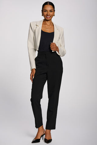 Open Front Tailored Blazer, White