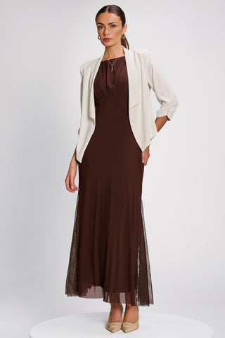 Draped Open Collar Blazer, White