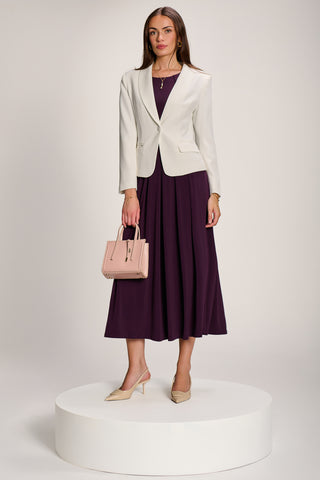 3/4 Sleeve Plain Jersey Maxi Dress, Dark Purple