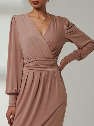 Kinslee Long Sleeve Pegged Dress, Dusty Pink