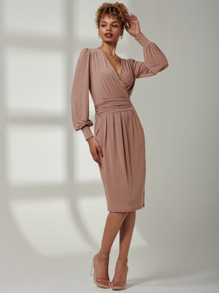 Kinslee Long Sleeve Pegged Dress, Dusty Pink