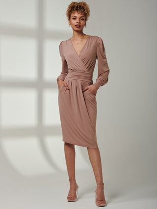Kinslee Long Sleeve Pegged Dress, Dusty Pink