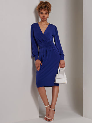 Kinslee Long Sleeve Pegged Dress, Royal Blue