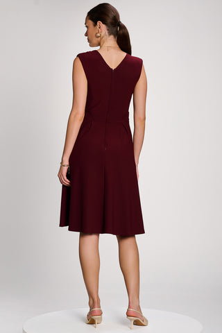Plain Sleeveless Midi Dress, Burgundy