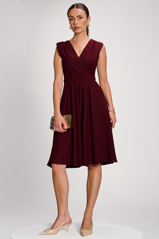 Plain Sleeveless Midi Dress, Burgundy