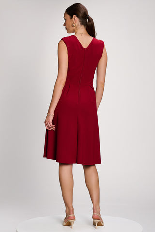 Plain Sleeveless Midi Dress, Dark Red