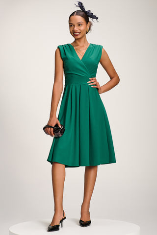 Plain Sleeveless Midi Dress, Green