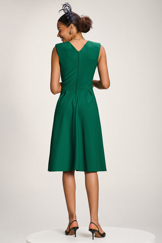 Plain Sleeveless Midi Dress, Green