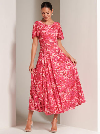 Elvira Print Mesh Maxi Dress, Pink Multi