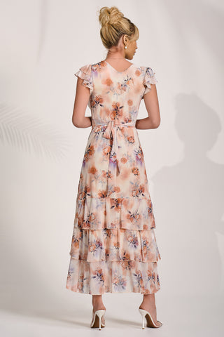 Mesh Ruffle Detail Maxi Dress, Amber Floral