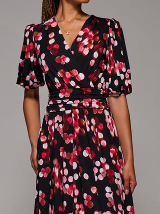 Puff Sleeve Jersey Maxi Dress, Red Spot
