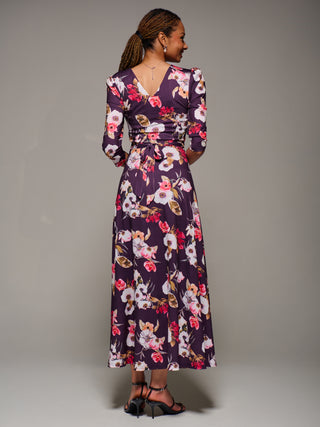 Jersey Fit & Flare Maxi Dress, Purple Floral